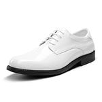 Bruno Marc Men's Dress Shoes Classic Lace up Formal Oxford,Size 12,White/Pat,DOWNING-02