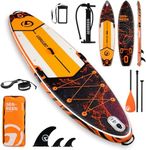 Genreen Paddle Board Stand up Paddle Board Newly Improved Quality Inspection×5 11'*34'' EVA0.5cm Thickened PVC 5 Grips for JP customers Double Layer 450LBS Family Pet Friendly (Lava Orange Black)