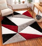 TAUHID CARPET - THE ART OF WEAVING WITH DEVICE OF TC Handwoven 3D Carved Super Soft Collection Modern Rectangular Area Rug, Carpet 4X6 Feet Grey Red Black 3D.