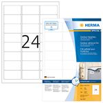 HERMA Self Adhesive Film Labels, 24 Labels per A4 Sheet, 40 Sheets, 63.5 x 33.9 mm, 960 Labels, Blank Weatherproof Labels Stickers, Sticky Labels for Laser & Inkjet Printer, White