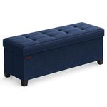 SONGMICS Storage Ottoman Bench, Foldable Foot Rest with Legs, 15 x 43 x 15.7 Inches, End of Bed Bench, Storage Chest, Load up to 660 lb, for Living Room, Bedroom, Entryway, Midnight Blue ULSF018I01