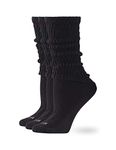 HUE Women's Slouch 3 Pair Pack, Soft Chunky Scrunch, Stack Socks, Black/Black/Black, One Size