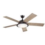 56 inch Verdi LED Ceiling Fan in Etched Cased Opal Glass in Anvil Iron with Reversible Distressed Antique Gray and Walnut Blades