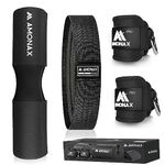 AMONAX Barbell Squat Pad, Extra Thick Foam Padding for Neck & Shoulder Support, Heavy Duty Gym Fitness Workout Cover for Women Hip Thrusts, Weight Lifting and Heavy Squats (Black 3 in 1 Combi Set)