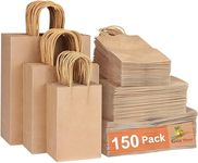 RanGit Bhumi- Brown Paper Bags multi sizes - 6x4x8, 8x4x10, 10x5x14 in (50pcs each size) suits for Retail shop small business - Paper Carry Bags, Gift Bags, Reacycled Eco friendly Disposable (150)