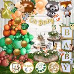 156 pc Woodland Baby Shower Decorations for Boy Kit - Includes Woodland Balloon Arch with Baby Boxes with Letters for Baby Shower, Oh Baby Banner, Animal Balloons, Woodland Creatures Cutouts, Leaf Vines, Table Signs and More - Ideal for Woodland Theme Baby Shower or Forest Baby Shower