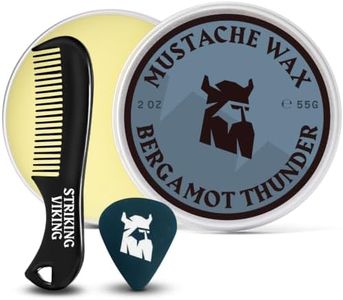 Striking Viking Mustache Wax Kit with Comb - 2 Oz, Bergamot Thunder