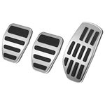 X AUTOHAUX Car Manual Brake Pedal Pad Gas Accelerator Pedal Pad Kit Silver Tone