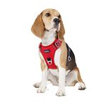 Funfox Dog Harness Medium, No Pull Vest Harness with 2 Clips Training Anti Pull, Adjustable Pet Harness Soft with Vertical Handle, Night Reflection Safe Walking Small Medium Breed Red M