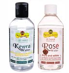 Nawab's Secret 100% Natural Premium Kewra Water and Rose Water (Pack of 2 * 200ml) - Essence for Biryani and Mughlai Dishes