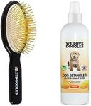 We Love Doodles Pin Brush for Dogs & Dog Detangler Spray (Mango) Bundle - Goldendoodle Pin Brush & Detangler Spray Kit - Brush for Removing Loose Fur & Dematting Spray Made in USA