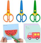 Kids Safety Scissors, Toddler Plastic Training Scissors, Children Preschool Craft Scissors（3 Pack）with 60 Colorful Paper Cutting