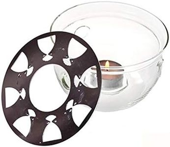 Teapot Warmer with Stainless Steel Plate Handcrafted Clear High Borosilicate Glass Round for 600-1800ml Teapot