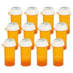 Prescription Reversible Thumb Tab Vials, Medicine Container, Pill Bottle, Prescription Pharmacy Vials Reversible Cap with Animal Pet Resistant (not Child Resistant) Open (20 Dram, 12pcs)