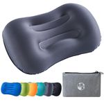 JetsCush Camping Pillow Camping Essentials Lightweight Compact Inflatable Air Travel Pillow with Ergonomic Support for Camp Backpacking Hiking Beach Accessories & Equipment (Grey)