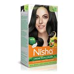 Nisha Creme Hair Color, Permanent Hair Colour Natural Black, Silky & Shiny 100% Grey Coverage Rich Bright Long Lasting Hair Colouring For Ultra Soft Deep Shine Hair Dye (Pack of 1)