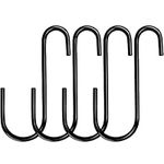 HiGift 6 Inches S Hooks Heavy Duty, 5.5mm Thickness Large Black S Shaped Hanger Hook for Hanging Plants Outdoor, Wind Chimes, Gardening Tools, Lights, Pool Equipment, Bird Feeder Bird House - 4 Pack