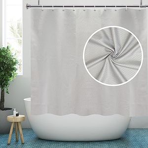 YISURE Grey Short Shower Curtain for Walkin Tub, Polyester Fabric Waterproof Bath Curtain Sets with 12 Plastic Hooks, 70x60''