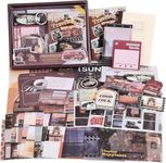 RANUR Vintage Aesthetic Scrapbook Kit with Stickers, Art Bullet Junk Journal Kit with Journaling or Scrapbooking Supplies Journal Planners Paper Stickers Craft Notebook Collage (Traveler)