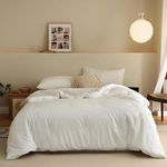 Luxlovery Cal King White Comforter White Bedding Comforter California King Pure White Quilts Hotel Quality 3 Piece Soft All White Cotton Bed Set Women Men