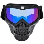 Motorcycle Goggles Mask, Riding Dustproof Goggle Skull Glasses with Removable Face Mask Adjustable Strap Racing Eyewear Fog-proof Warm Safety Helmet Fit Atv Dirt Bike off Road Cycling Snowboarding Ski