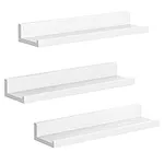 SONGMICS 15-Inch Floating Shelves, Set of 3 Wall Mounted Wall Shelf, White ULWS38WT