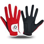 FINGER TEN Golf Gloves for Kids Boys Girls Both Left Right Hand Value 1 Pair, Toddler Junior Youth Golf Glove White Green Black (Red, Large)