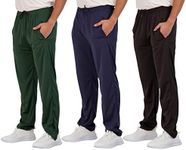 Real Essentials Big & Tall King Size Mens Men's Mesh Athletic Active Gym Workout Open Bottom Sweatpants Pockets Sports Training Track Running Casual Lounge Quick Dry Pants - Set 3, 5X,Pack of 3