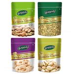 Happilo Premium Dry Fruits Combo Pack of 4 | California Almonds, Green Raisins, Whole Cashews, Raosted Pistachios | Total 850 g | Healthy Dry Fruits Snacks | Kaju, Kismis, Pista & Badam Combo