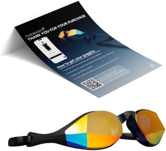 THEMAGIC5 VECTOR Swim Goggles for Men and Women - The World's 1st Custom Fit Swimming Goggles for Adults - QR Code Ships by Mail - Anti-Fog Competitive Racing Pool (VECTOR BLUE MAGIC MIRROR GOLD)