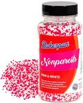 Bakerpan Pink and White Nonpareils Sprinkles - 5.1 Ounces Sprinkles for Cake Decorating - Edible Pink Nonpareils for Cupcakes, Ice Cream, Cake Decorations (Made in USA)