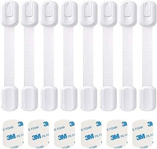LifenC Adjustable Child Safety Locks, 8 Pack Baby Safety Cupboard Locks,6 Extra Sticker, No Trapped Fingers, Easy Install, No Tools Needed, Child Locks for Kitchen Cupboards, Cabinets, Drawer, Fridge