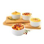 Mirakii White Bone China Ramekin Bowl 150ml Set of 4, Microwave & Dishwasher Safe for Snacks Kitchen Decoration