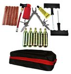 3GO MOTORBIKE TUBELESS TYRE PUNTRURE REPAIR TOOL KIT Emergency Motorcycle Scooter Car Van ATV Tubeless Tire Fixing Toll with 5 Strips