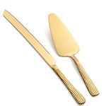 Seeshine Gold Cake Cutter Set, Stainless Steel Cake Cutting Utensils Include 33cm Cake Knife and 23.6cm Cake Server Suitable for Weddings, Birthdays, and Anniversaries