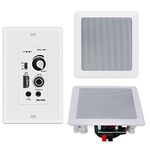 Herdio 5.25 Inch Bluetooth Ceiling Speakers with Wall Mount Control Amplifier Receiver System for Home Living Room Bedroom Bathroom Office (A Pair)