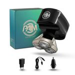 skull shaver Male Palm shaver With CR-3 Blade: For Arms, Torso, Legs, Nose, Ear, Beard, Portable, Cuts Free, USB Cable, Adapter, Nose Trimmer, Bald Head, Black
