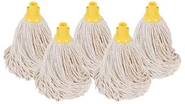 Abbey No.16 Socket Cotton Mop heads Replacement Pack of 5 – Super Absorbent String Mop Universal Screw On Socket - Floor Cleaning Heavy Duty mop head ( Yellow )