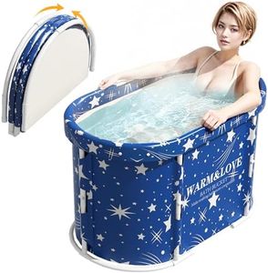 Portable Foldable Bathtub for Shower, Oval Soaking Bathtub for Hot Bath and Ice Bath, Home Sauna Bath Tub for Adults and Kids (Starry Blue, Oval-94L x 55W x 56H cm)