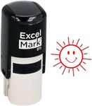 Happy Sun - ExcelMark Round Self-Inking Teacher Stamp - Red Ink