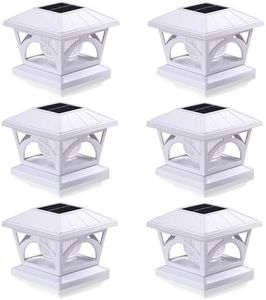 AEFRELEOHT Solar Post Cap Lights, 9 Colors to Choose, 20 Lumens, Warm White & RGB Automatic Cycling & Fixed RGB Color 3 Modes for 3.5x3.5 4x4 4.5x4.5 5x5 Wooden Posts Decoration, White (6 Pack)