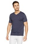 Van Heusen Men Athleisure Smart Tech Regular Fit T-Shirt-Easy Stain Release, Anti Stat, Ultra Soft_60001_Blue Melange_L