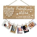 Best Friends Wooden Hanging Photo Display Holder Friendship Gifts Picture Frame Graduation Birthday Gifts For Friends Brag Board Picture Frames Collage Wall Decor (Light Colour)