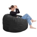 SEASXOLTE Bean Bag Chair 3Ft, Memory Foam Filled, Removable Velvet Cover, Bean Bag Chairs for Adults and Teens, Round Sofa Chair for Living Room, Bedroom and Gaming Room, Black