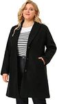 Agnes Orinda Women's Plus Size Coat Single Breasted Notched Lapel Elegant Long Winter Coats Black 2X