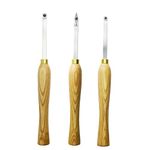 CDBP Mini Carbide Tipped Woodturning Tools Carbide Wood Lathe Tools 3pcs Rougher Detailer Finisher Made of Stainless Steel with Woodhandle and 3pcs Matched Carbide Cutters