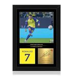 Win FC Cristiano Ronaldo A4 Framed Photo Display - Reproduced Digital Signature - Gift For Al-Nassr Fans