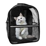 Risan Pet Cat Small Dog Puppy Kitty Shihtzu Rabbit Carriers for Breathable Airline Travel Approved Transparent with Hard Mesh Air Ventilation Backpack Size 16x13x9 inch Black