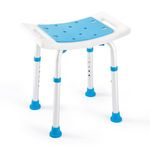 Health Line Massage Products Shower Stool 350lbs Bath Seat Chair, Tool-Free Assembly Height Adjustable Bath Bench w/Paded Seat and Assist Grab Bar for Seniors, Elderly, Disabled, Handicap and Injured