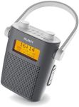 IPX-5 Water Resistant Portable DAB Radio | Rechargeable Bluetooth Shower Radio w/ 15H Battery, Mains Powered | FM, DAB+, Dual Alarm, 20 Presets | Headphone Jack, LED Display | MAJORITY Eversden